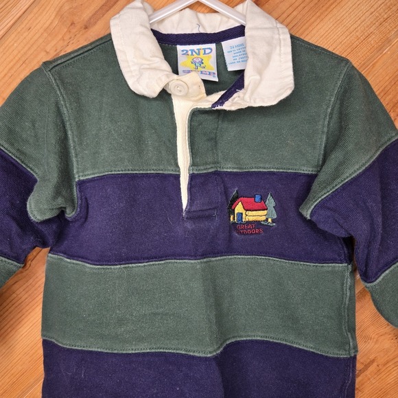 Y2K Woodsy Outdoors Boys Collared Ling Sleeve Romper Color Block 24 Months - Picture 2 of 5